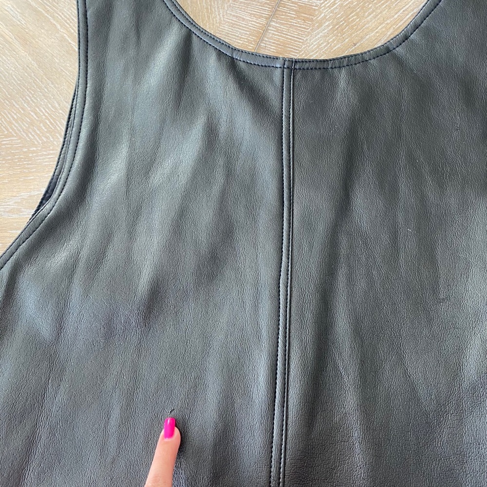 iLANA leather look black overall mini dress - Picture 9 of 14